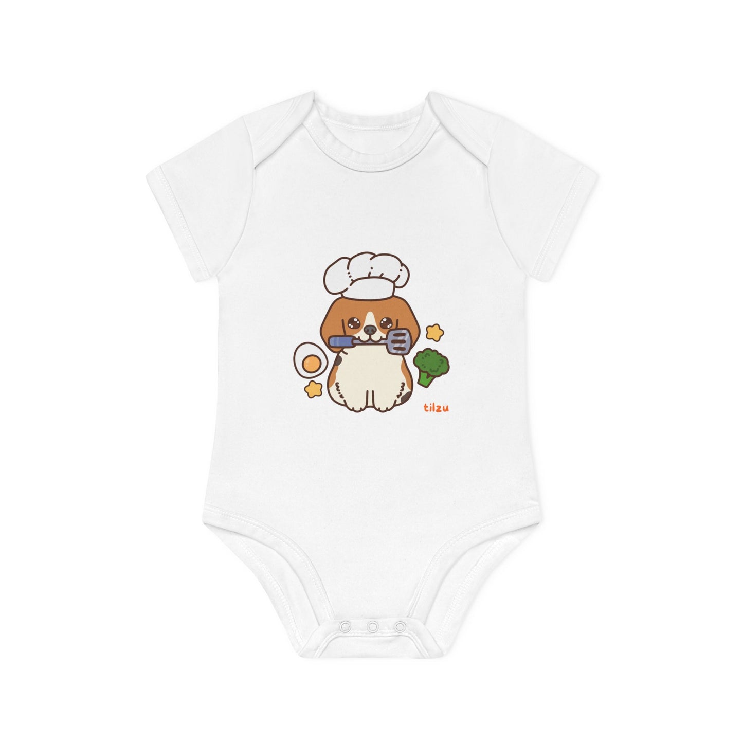 Tilzu Baby Organic Short Sleeve Onesie Puppy Chef