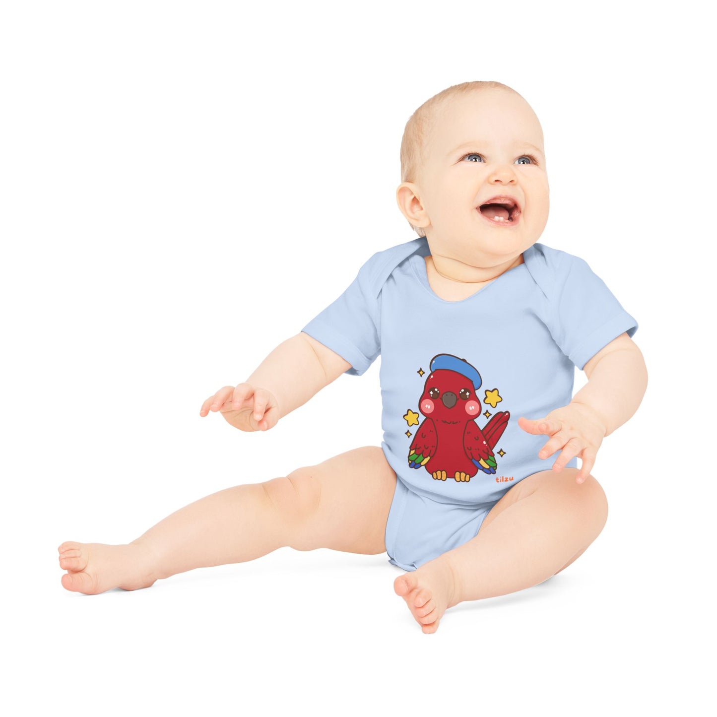 Tilzu Baby Organic Short Sleeve Onesie Red Bird