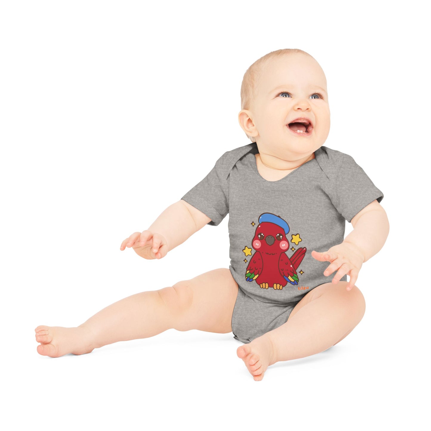 Tilzu Baby Organic Short Sleeve Onesie Red Bird