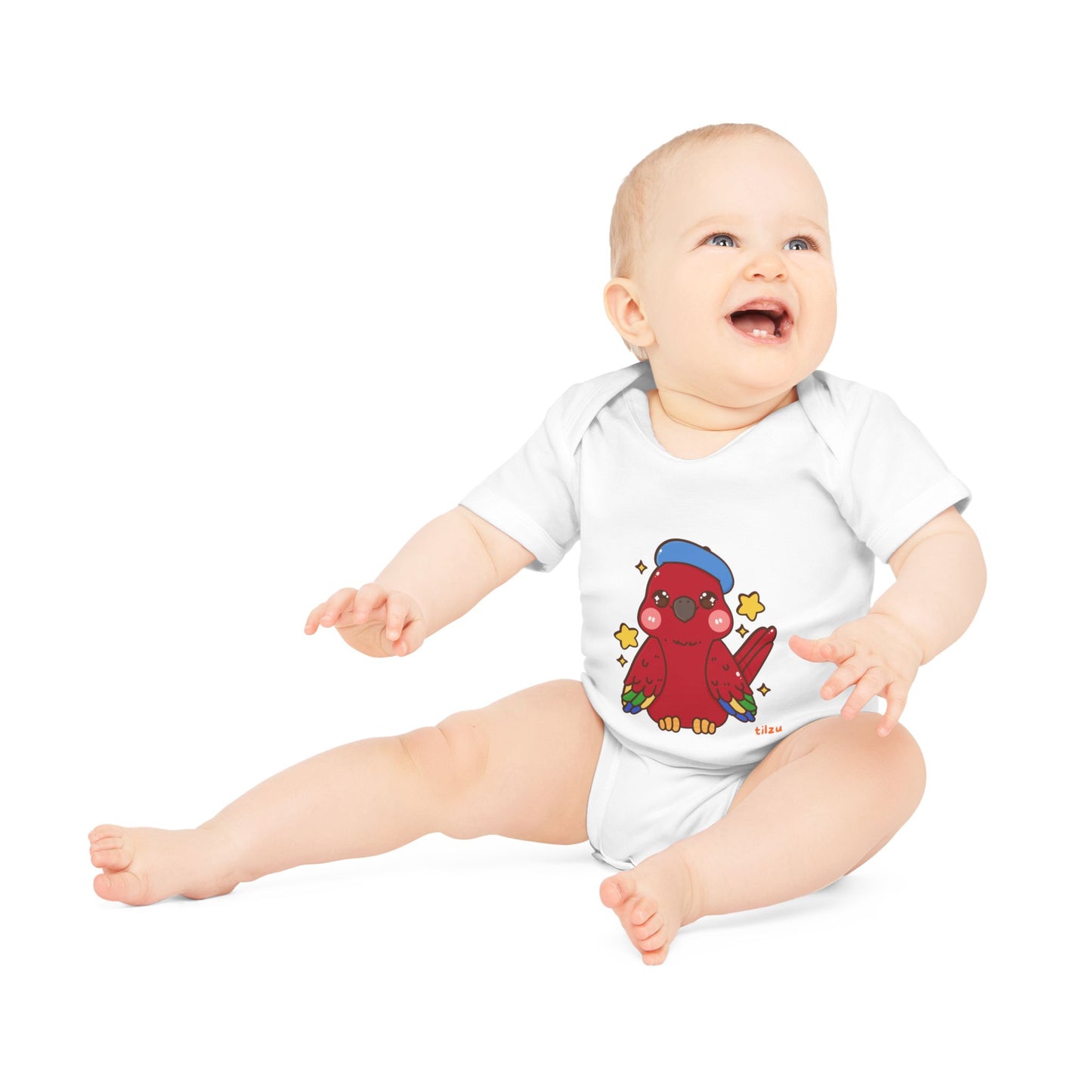 Tilzu Baby Organic Short Sleeve Onesie Red Bird