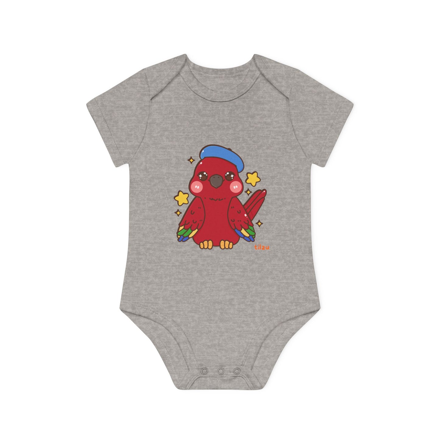 Tilzu Baby Organic Short Sleeve Onesie Red Bird