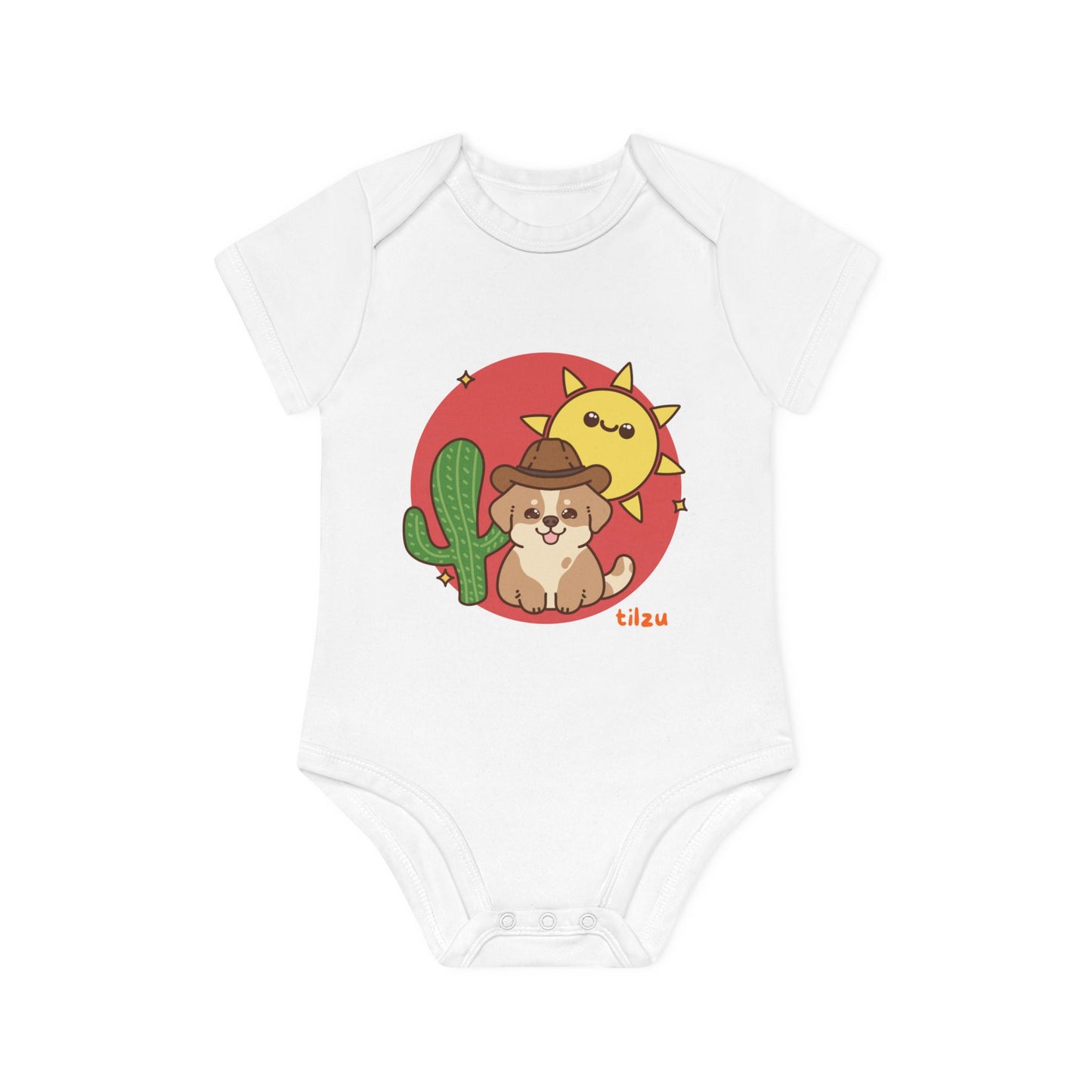 Tilzu Baby Organic Short Sleeve Onesie Western Pup