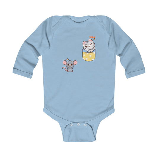 Infant Long Sleeve Bodysuit - Cat and Mouse