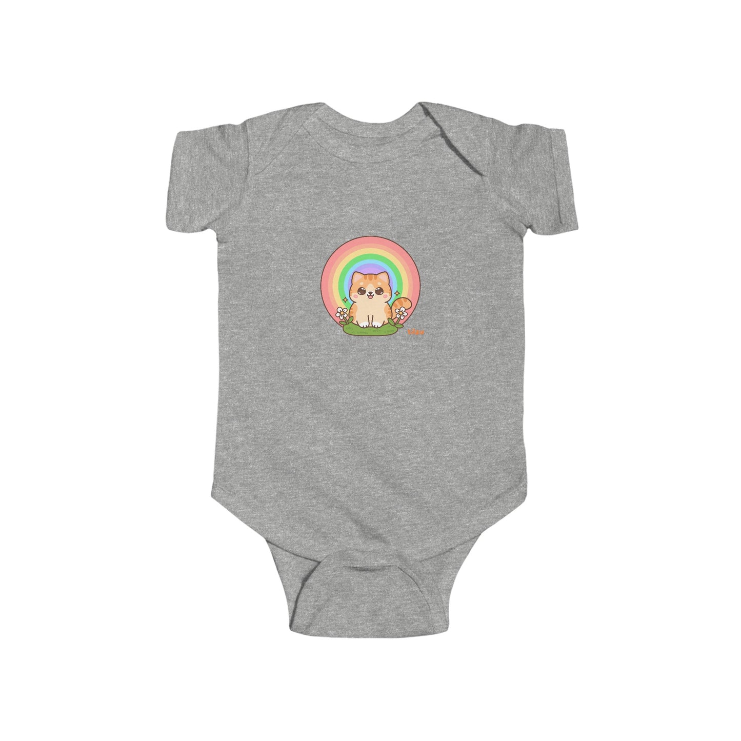 Infant Fine Jersey Bodysuit - Rainbow Kitten