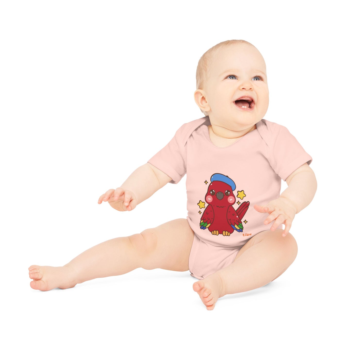 Tilzu Baby Organic Short Sleeve Onesie Red Bird