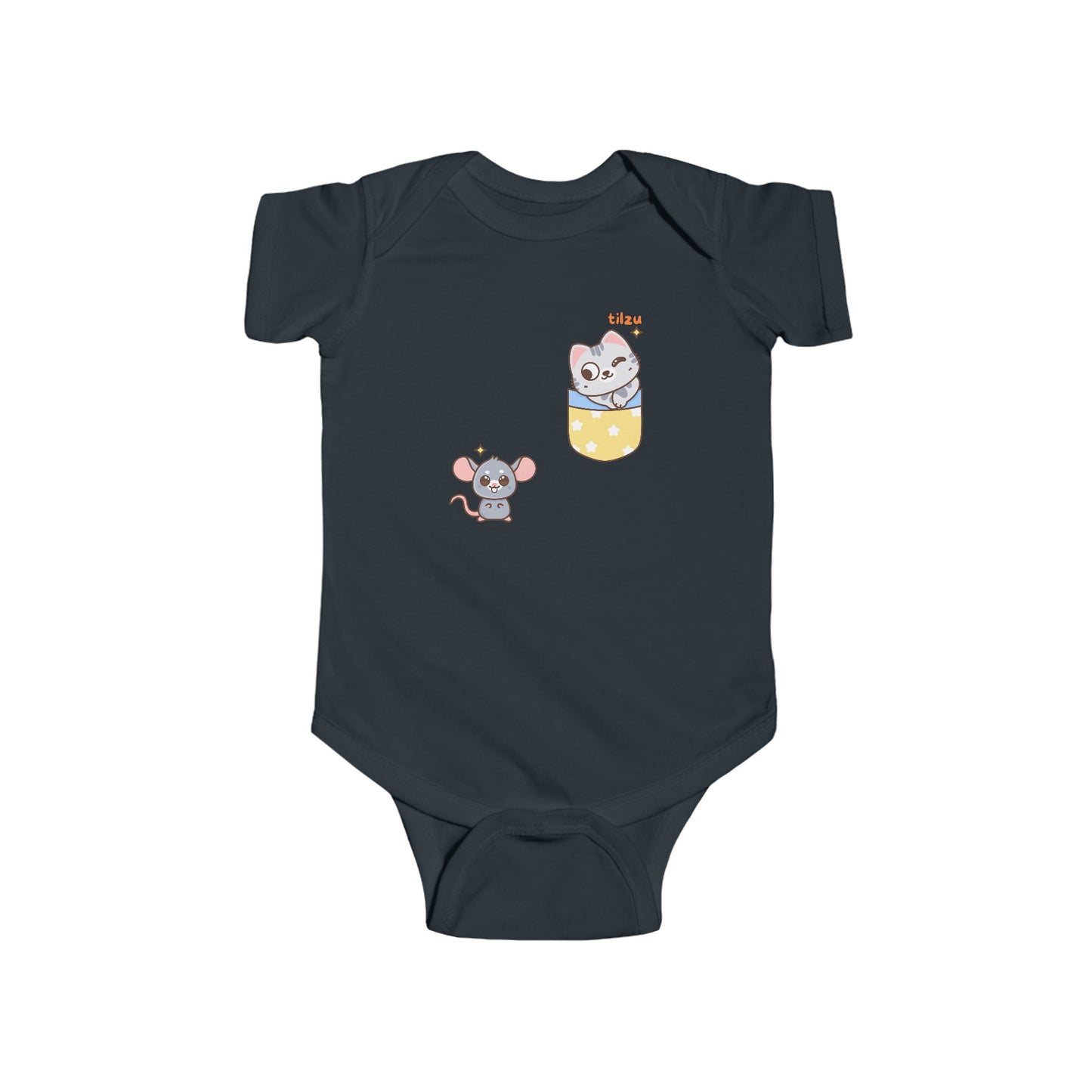 Infant Fine Jersey Bodysuit - Cat and Mouse