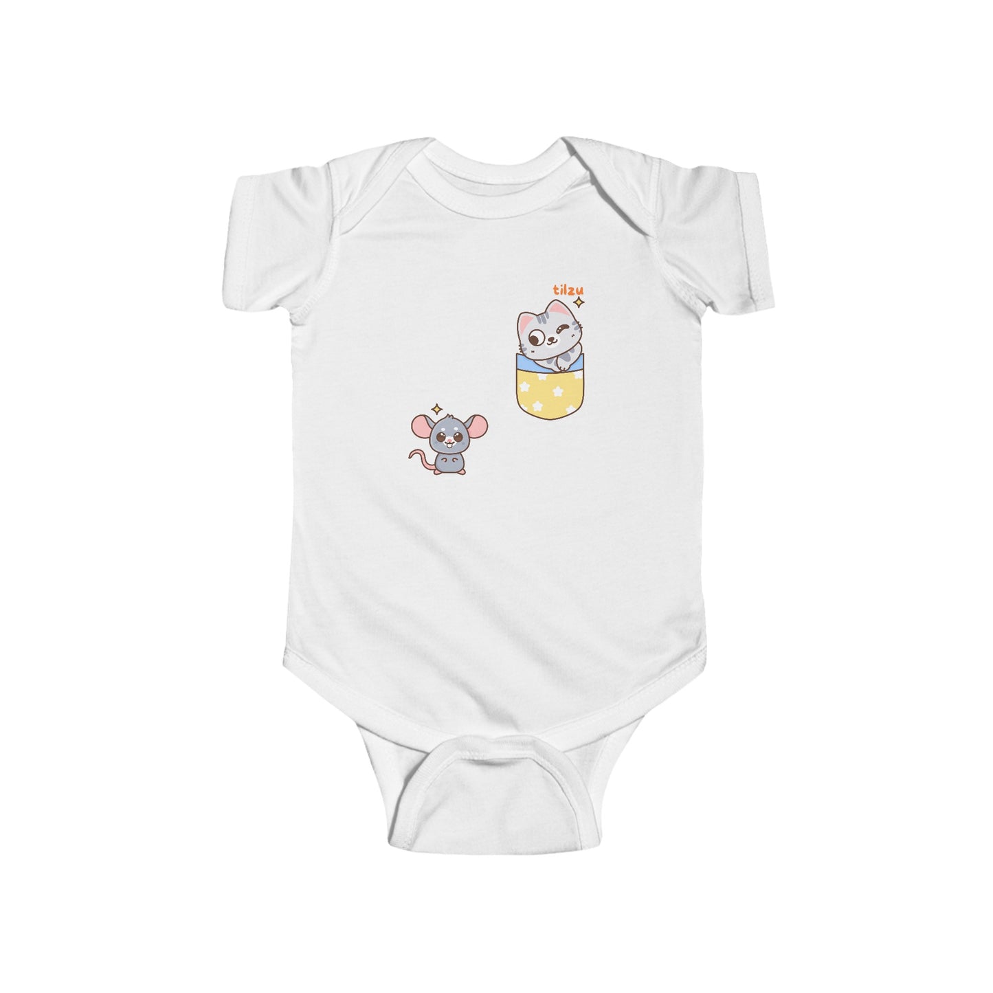 Infant Fine Jersey Bodysuit - Cat and Mouse