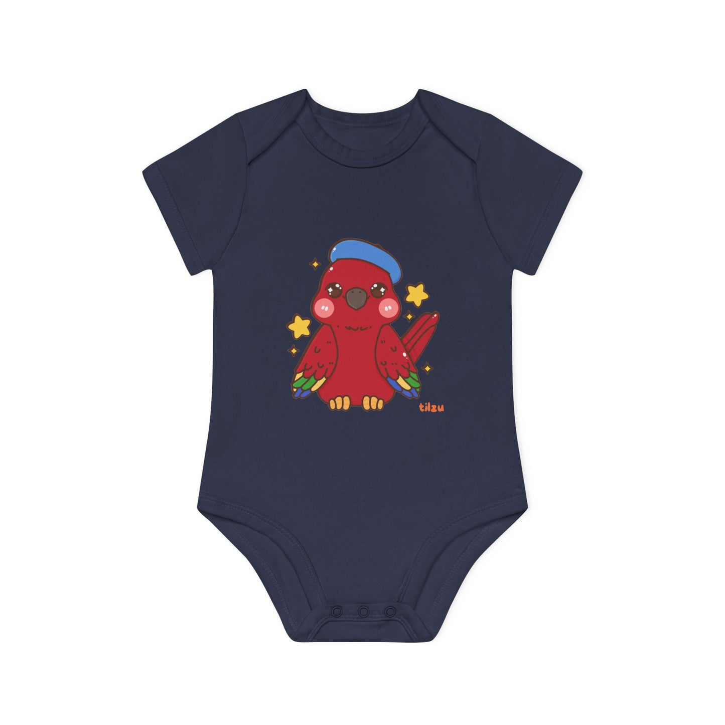 Tilzu Baby Organic Short Sleeve Onesie Red Bird