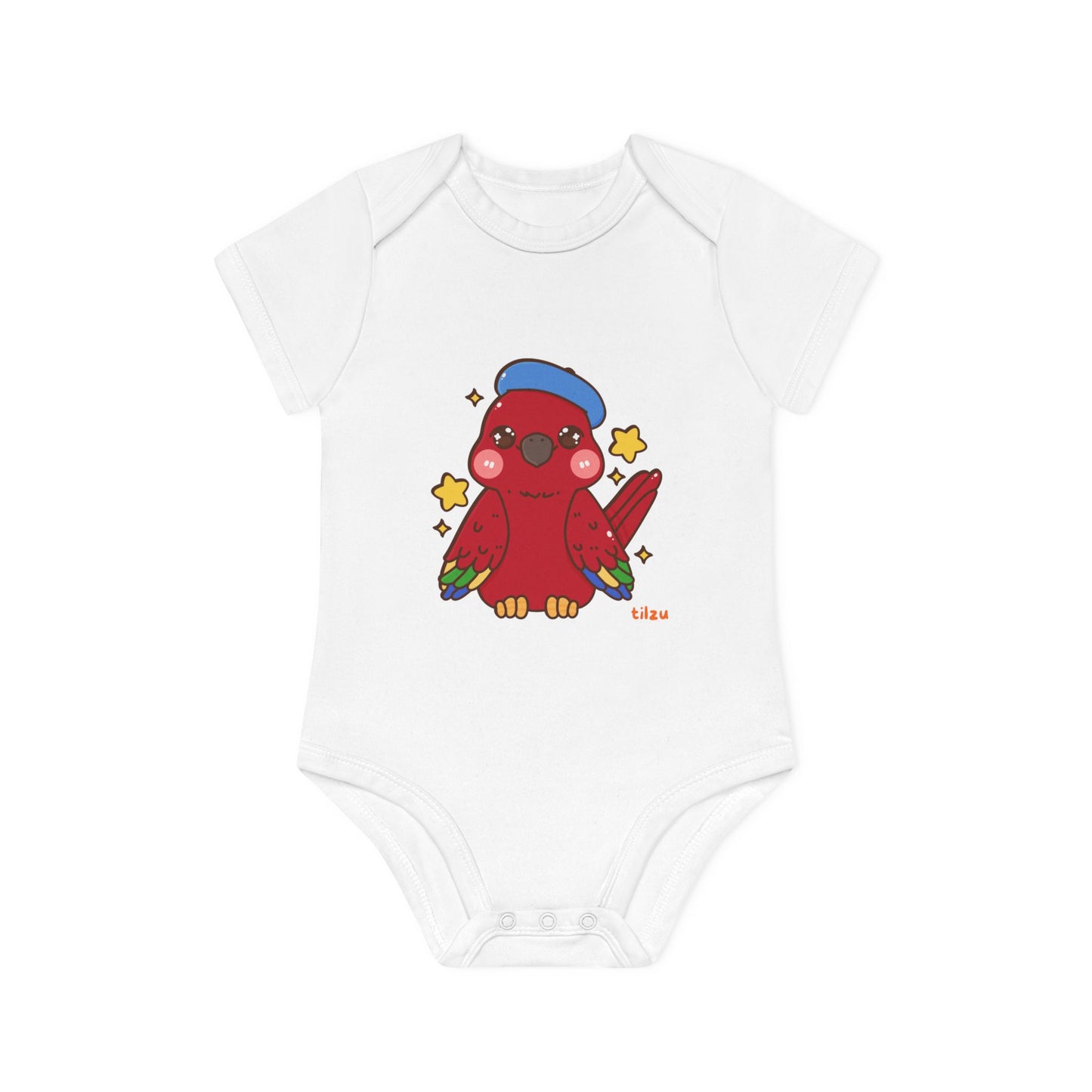 Tilzu Baby Organic Short Sleeve Onesie Red Bird