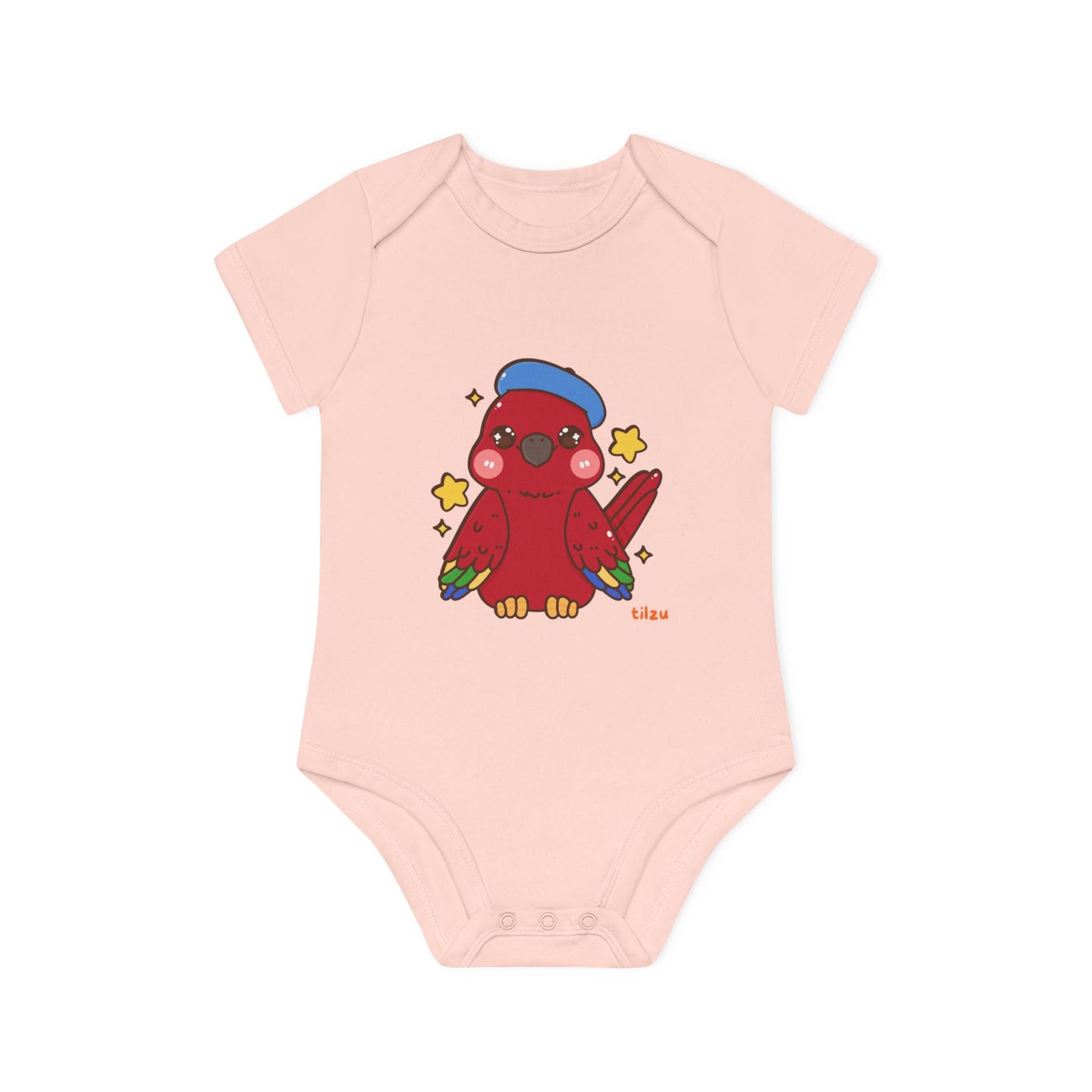 Tilzu Baby Organic Short Sleeve Onesie Red Bird