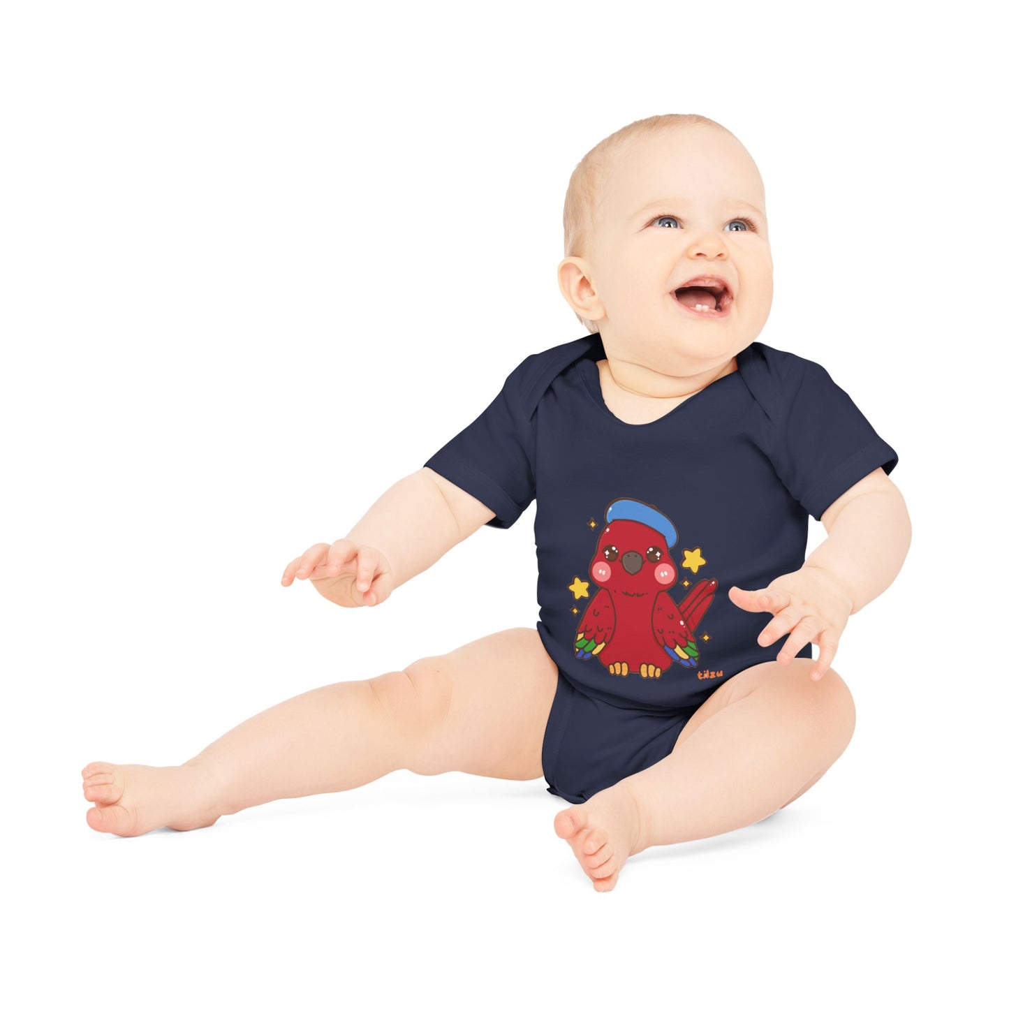 Tilzu Baby Organic Short Sleeve Onesie Red Bird