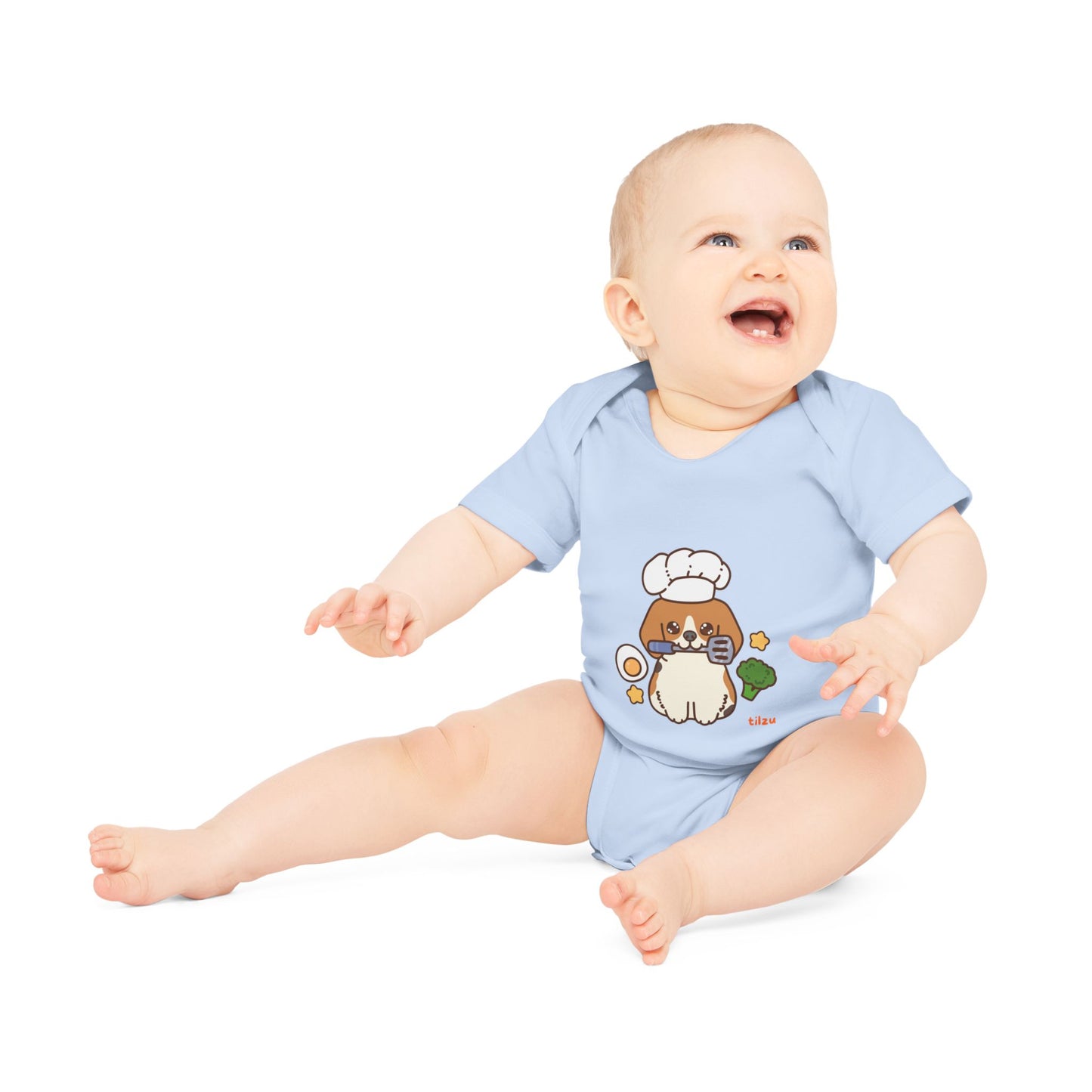 Tilzu Baby Organic Short Sleeve Onesie Puppy Chef