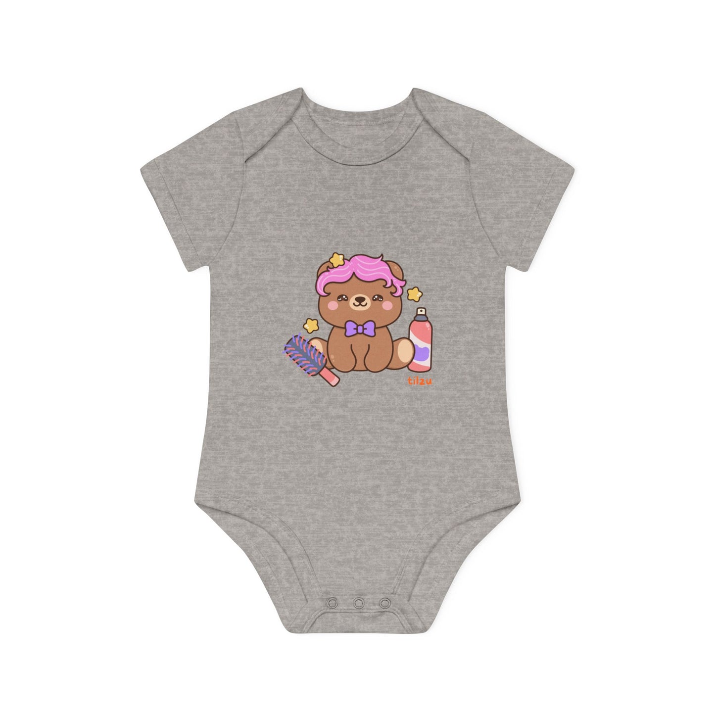 Tilzu Baby Organic Short Sleeve Onesie Hair Bear