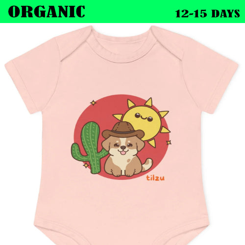 Tilzu Baby Organic Short Sleeve Onesie Western Pup