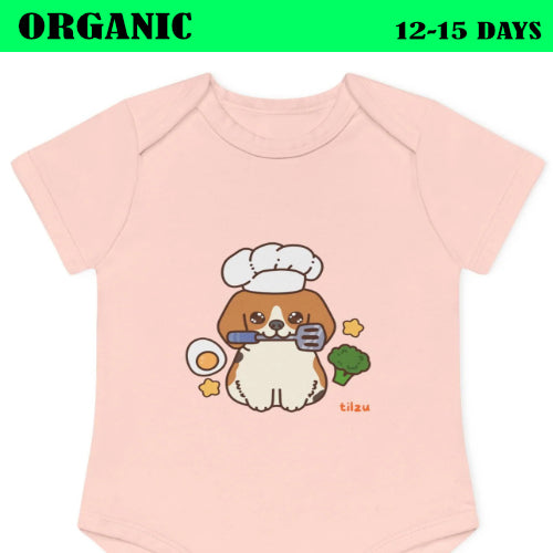 Tilzu Baby Organic Short Sleeve Onesie Puppy Chef