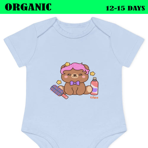 Tilzu Baby Organic Short Sleeve Onesie Hair Bear